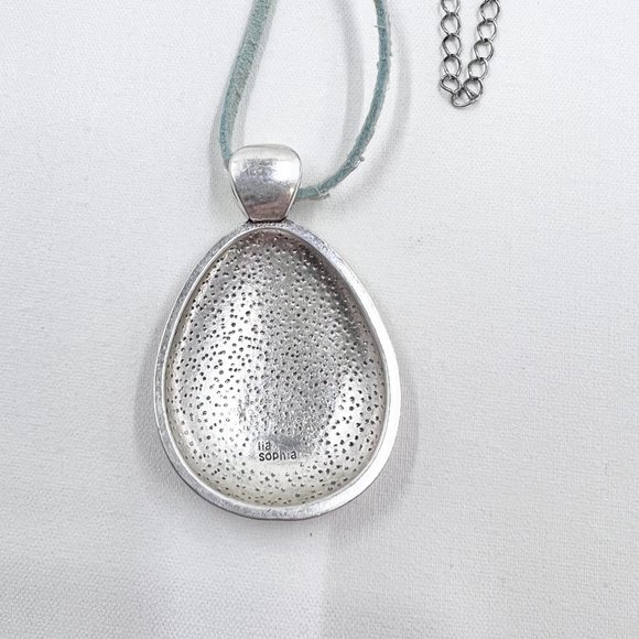 🎉HP🎉 Lia Sophia Abstract Enameled Abalone Silver Tone Pendant 16” Necklace - Picture 6 of 7